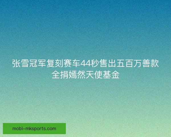 张雪冠军复刻赛车44秒售出五百万善款全捐嫣然天使基金