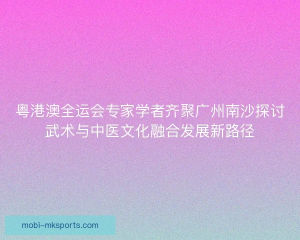 粤港澳全运会专家学者齐聚广州南沙探讨武术与中医文化融合发展新路径